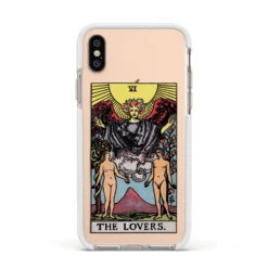 The Lovers Tarot Card IPhone Case -CaseCraze Store The Lovers Tarot Card Apple iPhone Xs Impact Case White Edge on Gold Phone