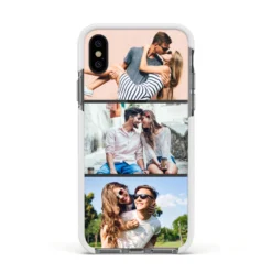 Three Photo Collage IPhone Case 37 Three Photo Collage IPhone Case -CaseCraze Store Three Photo Collage Apple iPhone Xs Impact Case White Edge on Black Phone