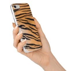 Tiger Print IPhone Case -CaseCraze Store Tiger Print iPhone 7 Bumper Case on Silver iPhone Alternative Image