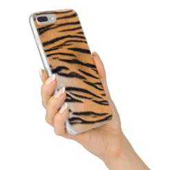 Tiger Print IPhone Case -CaseCraze Store Tiger Print iPhone 7 Plus Bumper Case on Silver iPhone Alternative Image