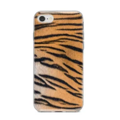 Tiger Print IPhone Case -CaseCraze Store Tiger Print iPhone 8 Bumper Case on Silver iPhone
