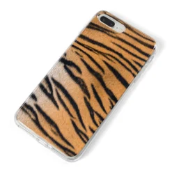 Tiger Print IPhone Case -CaseCraze Store Tiger Print iPhone 8 Plus Bumper Case on Silver iPhone Alternative Image