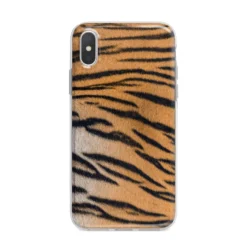 Tiger Print IPhone Case -CaseCraze Store Tiger Print iPhone X Bumper Case on Silver iPhone Alternative Image 1