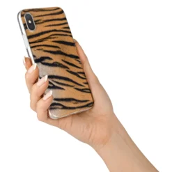 Tiger Print IPhone Case -CaseCraze Store Tiger Print iPhone X Bumper Case on Silver iPhone Alternative Image 2