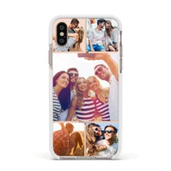 Tile Photo Collage Upload IPhone Case -CaseCraze Store Tile Photo Collage Upload Apple iPhone Xs Impact Case White Edge on Gold Phone