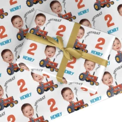 Tractor Custom Face Birthday Wrapping Paper