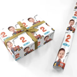 Tractor Custom Face Birthday Wrapping Paper -CaseCraze Store Tractor Custom Face Birthday Personalised Wrapping Paper