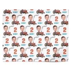 Tractor Custom Face Birthday Wrapping Paper -CaseCraze Store Tractor Custom Face Birthday Personalised Wrapping Paper Alternative