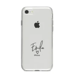 Transparent Black Handwritten Name IPhone Case 27 Transparent Black Handwritten Name IPhone Case -CaseCraze Store Transparent Black Handwritten Name iPhone 8 Bumper Case on Silver iPhone