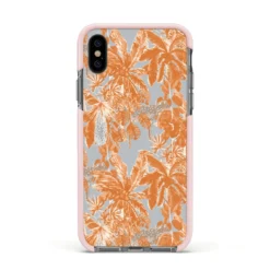 Tropical IPhone Case -CaseCraze Store Tropical Apple iPhone Xs Impact Case Pink Edge on Black Phone