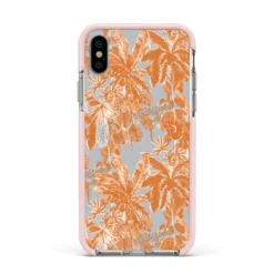 Tropical IPhone Case -CaseCraze Store Tropical Apple iPhone Xs Impact Case Pink Edge on Silver Phone