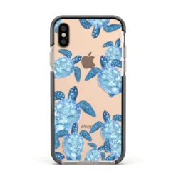 Turtle IPhone Case -CaseCraze Store Turtle Apple iPhone Xs Impact Case Black Edge on Gold Phone