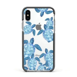 Turtle IPhone Case -CaseCraze Store Turtle Apple iPhone Xs Impact Case Black Edge on Silver Phone