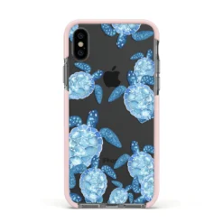 Turtle IPhone Case -CaseCraze Store Turtle Apple iPhone Xs Impact Case Pink Edge on Black Phone