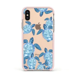 Turtle IPhone Case -CaseCraze Store Turtle Apple iPhone Xs Impact Case Pink Edge on Gold Phone