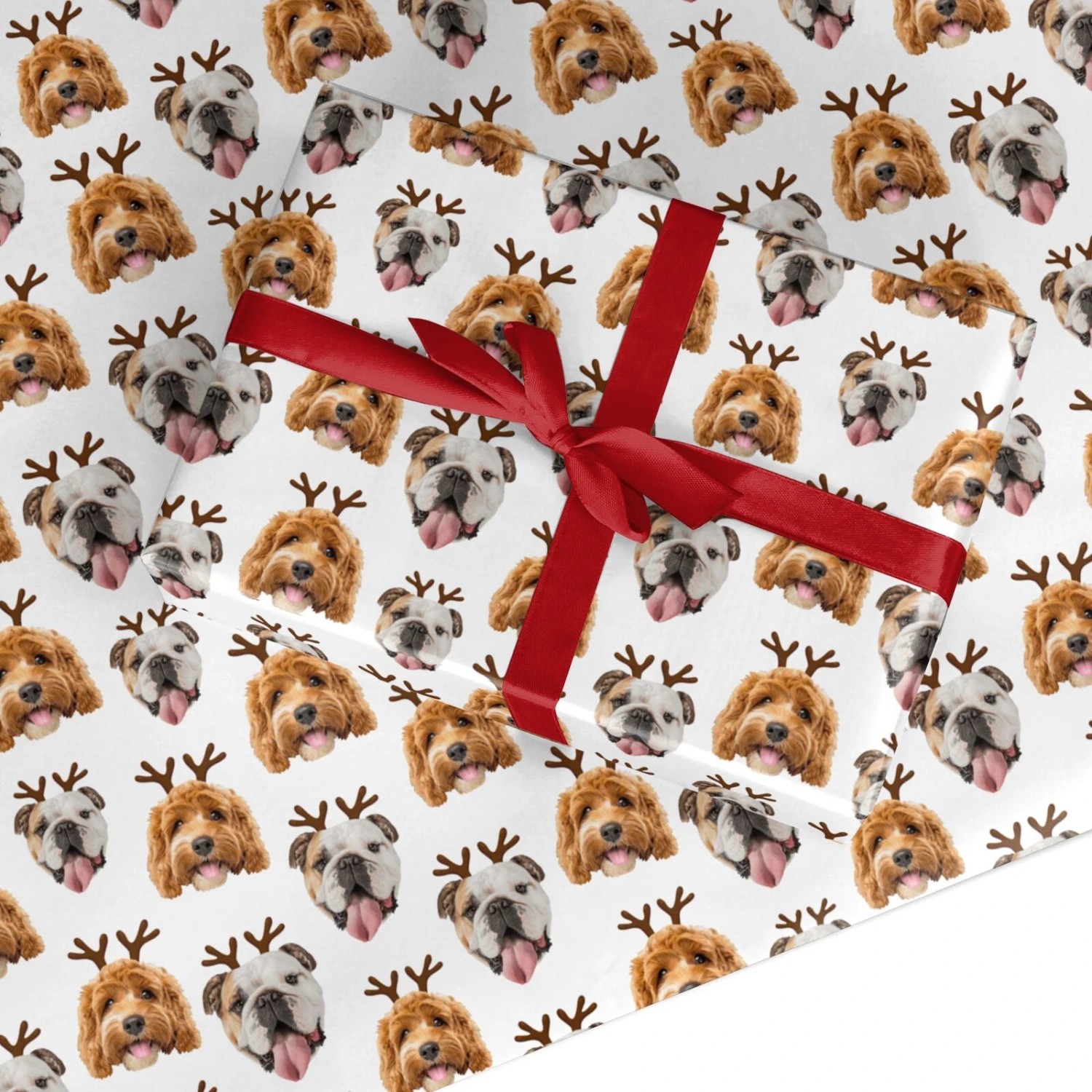 Two Dogs Personalised Photo Reindeer Christmas Wrapping Paper 2 Two Dogs Personalised Photo Reindeer Christmas Wrapping Paper - Image 2
