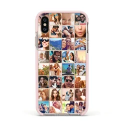 Ultimate Photo Montage Upload IPhone Case -CaseCraze Store Ultimate Photo Montage Upload Apple iPhone Xs Impact Case Pink Edge on Gold Phone