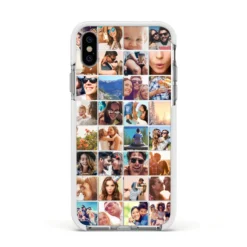 Ultimate Photo Montage Upload IPhone Case -CaseCraze Store Ultimate Photo Montage Upload Apple iPhone Xs Impact Case White Edge on Silver Phone