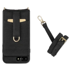 Victoria Case Iphone 7 Plus 8 Plus -CaseCraze Store VICTORIA compact crossbody leather iphone cover iPhone 7 8 Plus Leather Strap midnight black Vaultskin