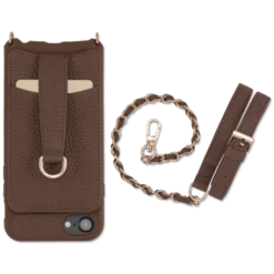 Victoria Crossbody Wallet Case Iphone 6 7 8 Chain Strap -CaseCraze Store VICTORIA front pocket crossbody minimalist phone cover iPhone 6 7 8 Chain Strap brown Vaultskin