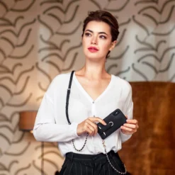 Victoria Crossbody Wallet Case Iphone Xs Max Chain Strap -CaseCraze Store VICTORIA front pocket crossbody travel mobile case iPhone XS Max Chain Strap black Vaultskin