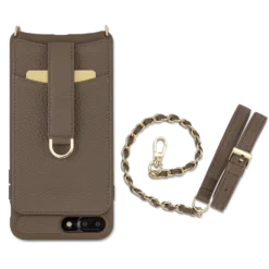 Victoria Case Iphone 7 Plus 8 Plus Chain -CaseCraze Store VICTORIA slimmest crossbody leather phone cover iPhone 7 8 Plus Chain Strap heartwood brown Vaultskin