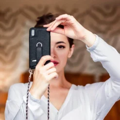 Victoria Crossbody Wallet Case Iphone Xs Max Chain Strap -CaseCraze Store VICTORIA thin crossbody leather phone case iPhone XS Max Chain Strap black Vaultskin