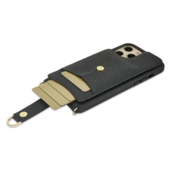 Victoria Crossbody Wallet Case Iphone 12 Leather Strap -CaseCraze Store VaultskinVICTORIAiPhone12BlackLeather3Side