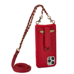 Victoria Crossbody Wallet Case Iphone 12 Chain Strap -CaseCraze Store VaultskinVICTORIAiPhone12RedChain1Main
