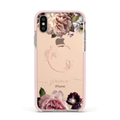 Vintage Floral Personalised IPhone Case -CaseCraze Store Vintage Floral Personalised Apple iPhone Xs Impact Case Pink Edge on Gold Phone