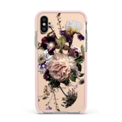 Vintage Flowers IPhone Case -CaseCraze Store Vintage Flowers Apple iPhone Xs Impact Case Pink Edge on Gold Phone