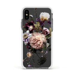 Vintage Flowers IPhone Case -CaseCraze Store Vintage Flowers Apple iPhone Xs Impact Case White Edge on Black Phone