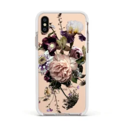 Vintage Flowers IPhone Case -CaseCraze Store Vintage Flowers Apple iPhone Xs Impact Case White Edge on Gold Phone