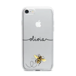 Watercolour Bee With Name IPhone Case -CaseCraze Store Watercolour Bee with Name iPhone 7 Bumper Case on Silver iPhone