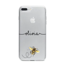 Watercolour Bee With Name IPhone Case -CaseCraze Store Watercolour Bee with Name iPhone 7 Plus Bumper Case on Silver iPhone