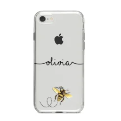 Watercolour Bee With Name IPhone Case -CaseCraze Store Watercolour Bee with Name iPhone 8 Bumper Case on Silver iPhone