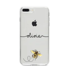 Watercolour Bee With Name IPhone Case -CaseCraze Store Watercolour Bee with Name iPhone 8 Plus Bumper Case on Silver iPhone
