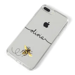 Watercolour Bee With Name IPhone Case -CaseCraze Store Watercolour Bee with Name iPhone 8 Plus Bumper Case on Silver iPhone Alternative Image