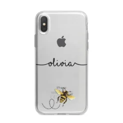 Watercolour Bee With Name IPhone Case -CaseCraze Store Watercolour Bee with Name iPhone X Bumper Case on Silver iPhone Alternative Image 1