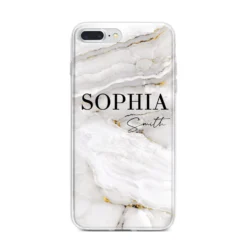 White And Gold Marble IPhone Case -CaseCraze Store White And Gold Marble iPhone 7 Plus Bumper Case on Silver iPhone