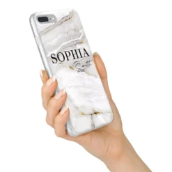 White And Gold Marble IPhone Case -CaseCraze Store White And Gold Marble iPhone 7 Plus Bumper Case on Silver iPhone Alternative Image