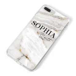 White And Gold Marble IPhone Case -CaseCraze Store White And Gold Marble iPhone 8 Plus Bumper Case on Silver iPhone Alternative Image