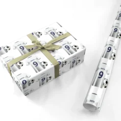 White Blue Personalised Football Shirt Wrapping Paper -CaseCraze Store White Blue Personalised Football Shirt Personalised Wrapping Paper