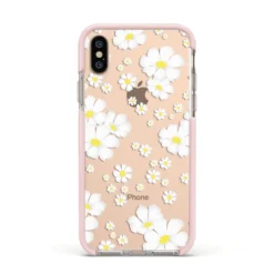 White Daisy Flower IPhone Case 39 White Daisy Flower IPhone Case -CaseCraze Store White Daisy Flower Apple iPhone Xs Impact Case Pink Edge on Gold Phone
