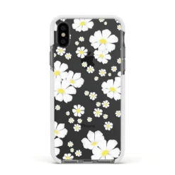White Daisy Flower IPhone Case 37 White Daisy Flower IPhone Case -CaseCraze Store White Daisy Flower Apple iPhone Xs Impact Case White Edge on Black Phone