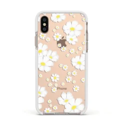 White Daisy Flower IPhone Case 36 White Daisy Flower IPhone Case -CaseCraze Store White Daisy Flower Apple iPhone Xs Impact Case White Edge on Gold Phone