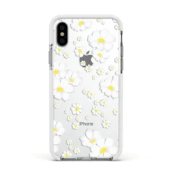 White Daisy Flower IPhone Case 35 White Daisy Flower IPhone Case -CaseCraze Store White Daisy Flower Apple iPhone Xs Impact Case White Edge on Silver Phone