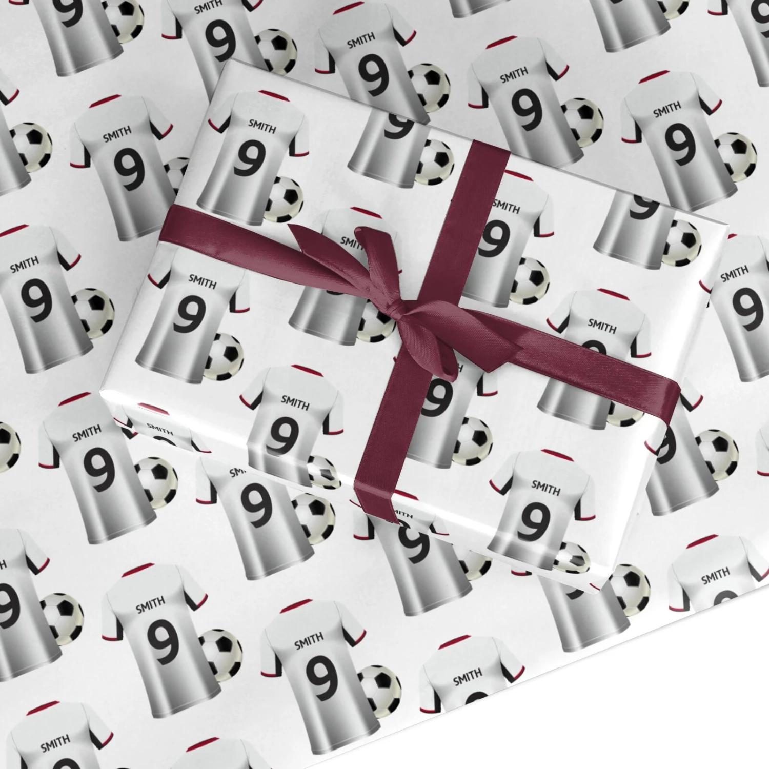 White Red Personalised Football Shirt Wrapping Paper 1 White Red Personalised Football Shirt Wrapping Paper