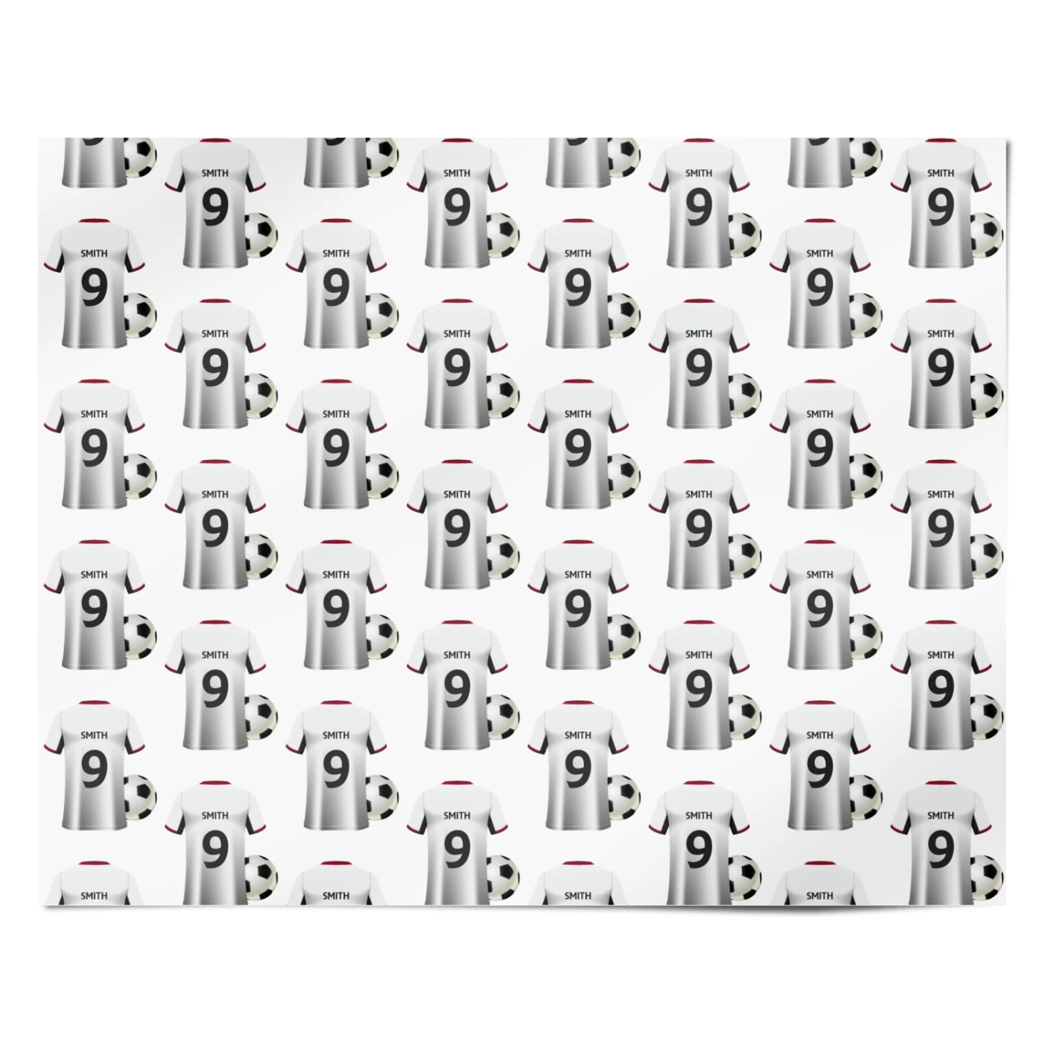 White Red Personalised Football Shirt Wrapping Paper 4 White Red Personalised Football Shirt Wrapping Paper - Image 4