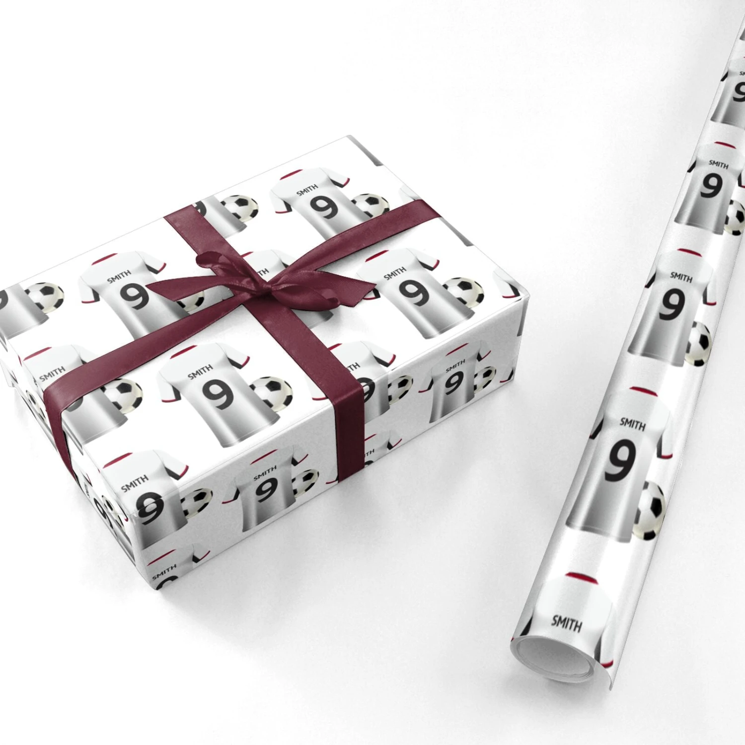White Red Personalised Football Shirt Wrapping Paper 3 White Red Personalised Football Shirt Wrapping Paper - Image 3